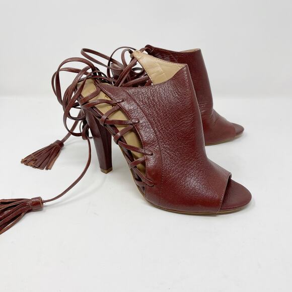 Banana Republic Womens 6 Brown Leather Deborah Lace Up Heels Cognac Gladiator - Picture 1 of 13